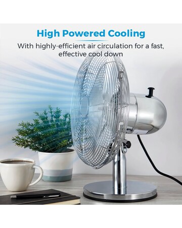 Tower 12 Silver Chrome Metal Desk Fan