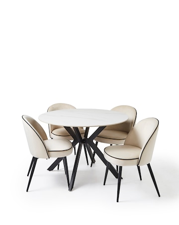 Brock Round Dining Table with 4 Camille Chairs