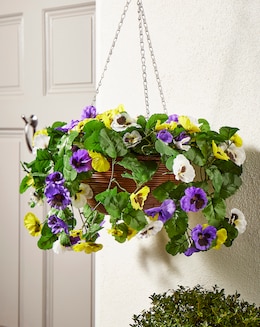 Artificial Pansy Hanging Basket