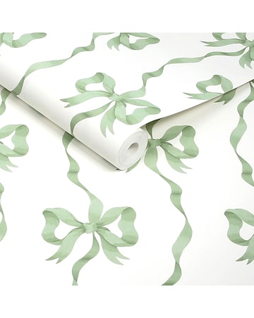 Cath Kidston Ribbon Bow Sage Wallpaper