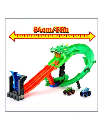 Hot Wheels Monster Trucks Sharks vs Dinos Dragon Destruction