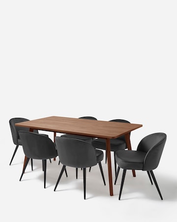 Oslo Dining Table with 6 Emilie Velvet Chairs