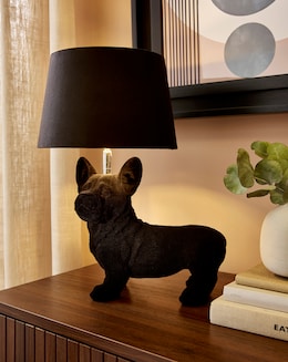 Flocked Dog Table Lamp