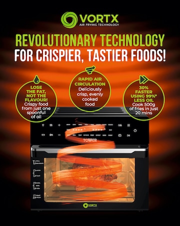 Tower Vortx 30L Air Fryer Oven with Rotisserie Function and XL Viewing Window