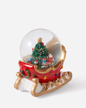 Gisela Graham Christmas Tree Sleigh Musical Snow Dome