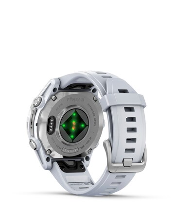 Garmin Fenix 8 43mm Amoled Smart Watch - Silver with Whitestone Silicone Band