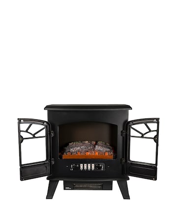 Russell Hobbs Black Double Door 1.85kW Electric Fire Stove