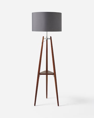 Mahogany Shelf Tripod Floor Lamp