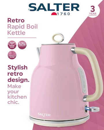 Salter Retro Rapid Boil Pink Kettle