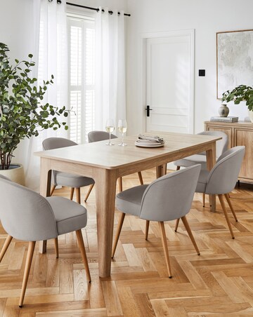 Charlotte Dining Table with 6 Emilie Fabric Chairs