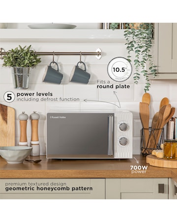 Russell Hobbs RHMM715 17Litre Textured Honeycomb Manual Microwave- White