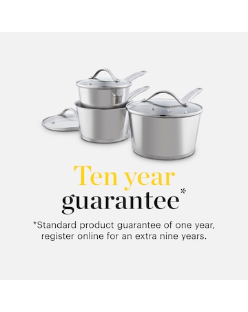 Tower x Good Food Stainless Steel 3 Piece Saucepan Set