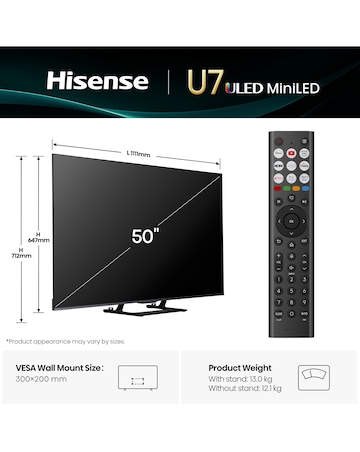 Hisense 50U7QTUK 50in Mini-LED 4K Ultra HD HDR Smart TV