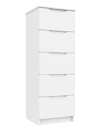 Sorrento High Gloss Assembled 5 Drawer Tallboy Chest