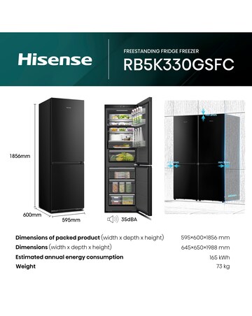 Hisense KitchenFit RB5K330GSFC Smart 60/40 Fridge Freezer - Black