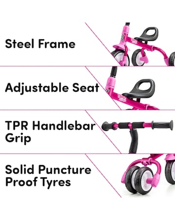 Xootz Switch Rider Folding Balance Bike Trike - Pink