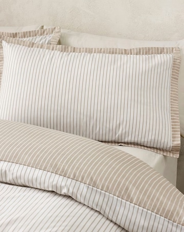 Catherine Lansfield Oxford Pinstripe Duvet Cover Set - Natural