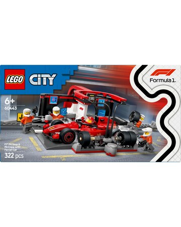 LEGO City F1 Pit Stop & Pit Crew with Ferrari Car Model Racing Vehicle Toy 60443