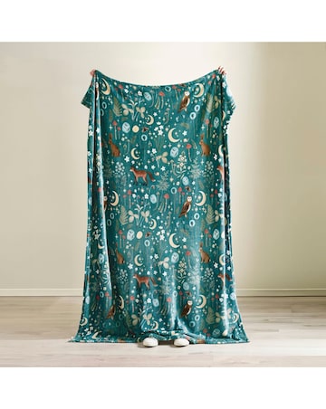Catherine Lansfield Enchanted Twilight Fleece Throw - Forest Green