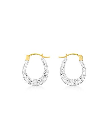 9 Carat Gold Crystalique Creole Earrings