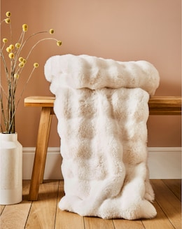 Bubble Faux Fur Throw - Ivory