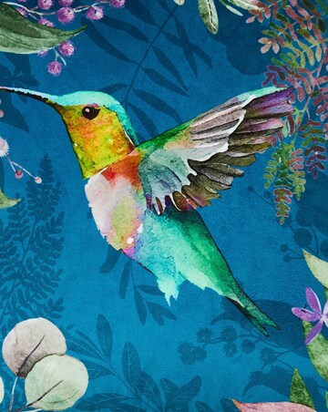 Velvet Printed Hummingbird Cushion