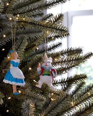 Gisela Graham Alice and White Rabbit Hanging Decorations