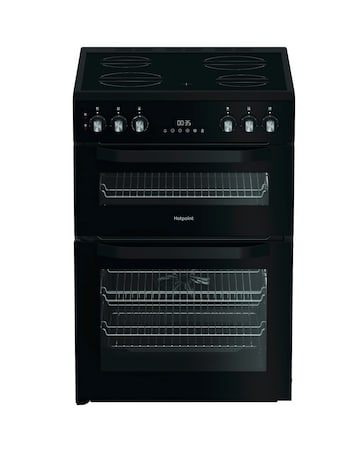 Hotpoint HTE6VDCB1 60cm Electric Twin Cooker with Multiflow - Black + Install