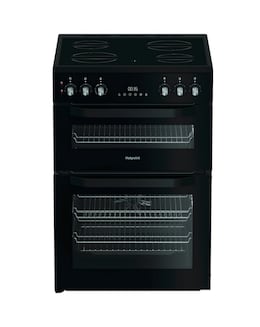 Hotpoint HTE6VDCB1 60cm Electric Twin Cooker with Multiflow - Black + Install