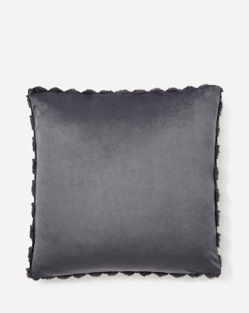 Scallop Faux Fur Cushion - Charcoal