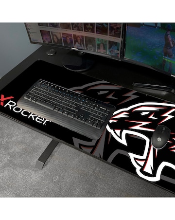 X Rocker Panther XL Reversible Corner Gaming Desk with Mousepad - Carbon Black