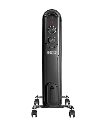 Russell Hobbs Matte Black 1.5kW 7 Fin Round Fin Oil Filled Radiator
