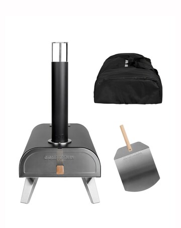 George Foreman 12" Black Wood Pellet Pizza Oven with Paddle & Carry Bag