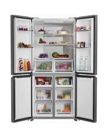 Hoover HHCR3818ENPL Non-Plumbed Total No Frost American Fridge Freezer - Silver