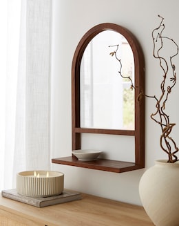 Wood Wall Mirror with Shelf