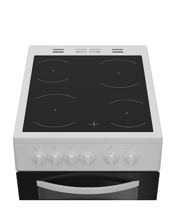Indesit ITE5VMW 50cm Electric Twin Cooker with Ceramic Hob - White