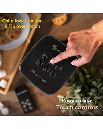 Russell Hobbs Black 2kw Digital Oscillating Ceramic Heater with silver Trim