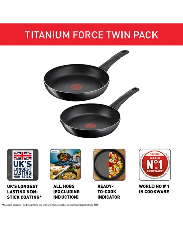 Tefal Titanium Force Twin 20cm and 26cm Frying Pan Set