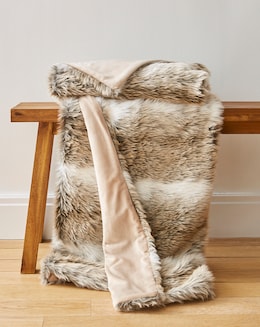 Faux Fur Striped Animal Throw
