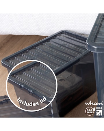 Wham Crystal Smoke Grey 80L Box and Lid 4PK
