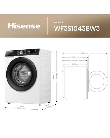 Hisense 3S Series WF3S1043BW3 WiFi-enabled 10kg 1400 Spin Washing Machine White