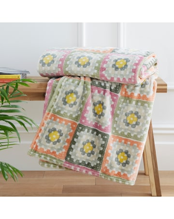 Catherine Lansfield Crochet Print Throw