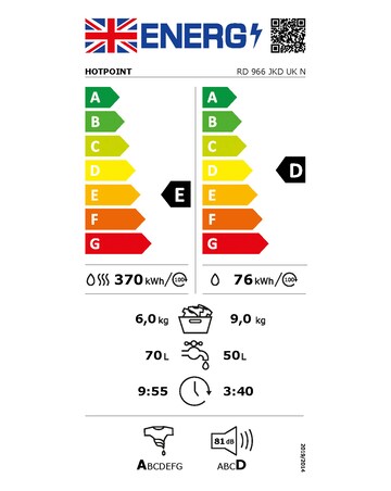 Hotpoint RD966JKDUKN 9+6KG 1600rpm Washer Dryer - Black