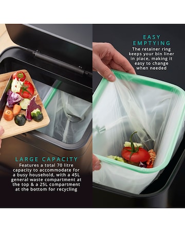 Swan 70L Dual Recycling Sensor Bin