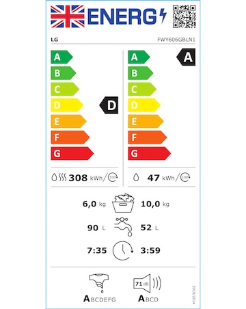 LG Turbowash FWY606GBLN1 10 / 6kg Washer Dryer - A / D Rated