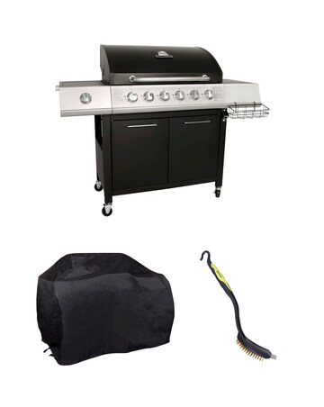 Charles Bentley 6 Burner Gas BBQ with Side Burner Bundle