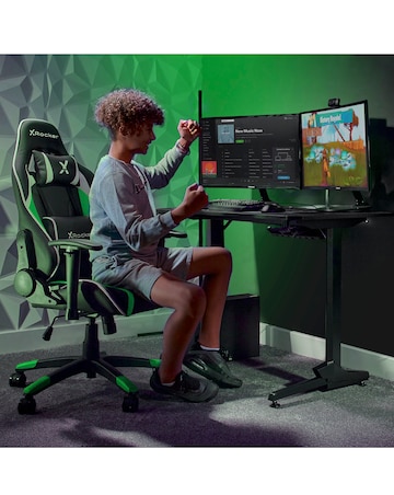 X Rocker Agility Compact eSports Gaming Chair for Juniors - Black / Green