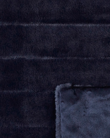 Large Ribbed Faux Fur Throw - Navy