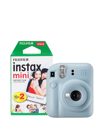 Fujifilm Instax Mini 12 Instant Camera with 20 Shot Film Pack - Pastel Blue
