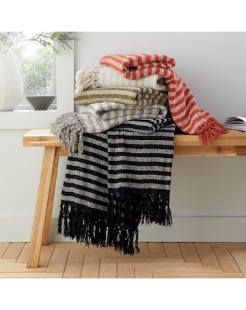 Catherine Lansfield Striped Chenille Throw